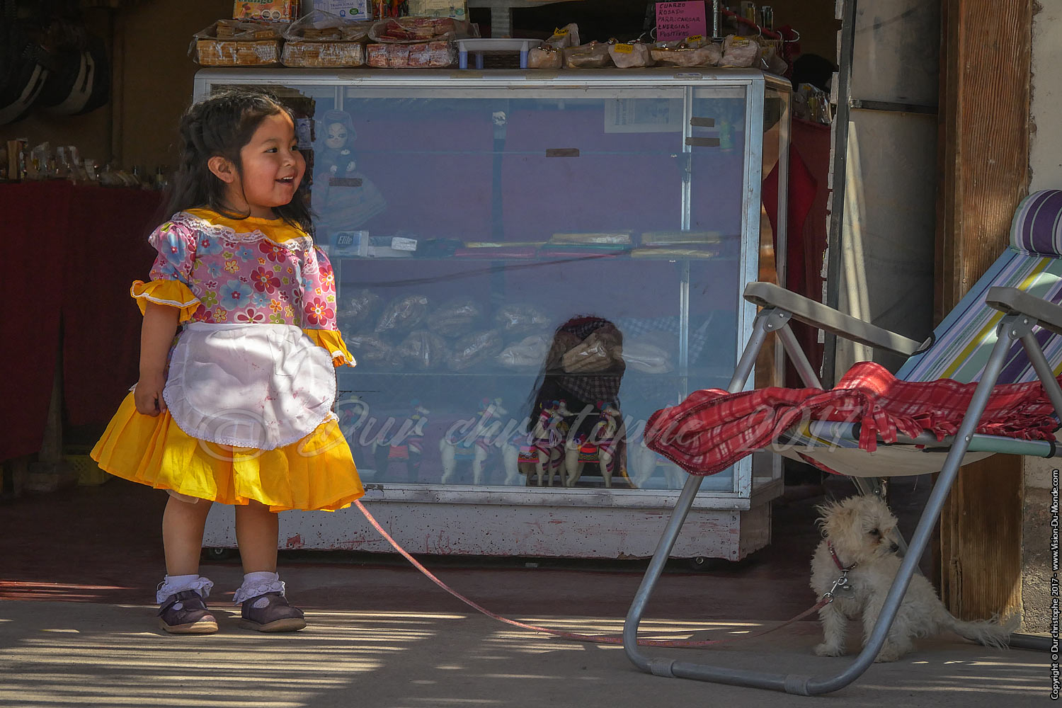 La petite et son chien.
